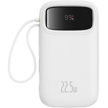 Baseus Qpow2 Dual-Cable Digital Display Fast Charge Power Bank 20000mAh 22.5W - White